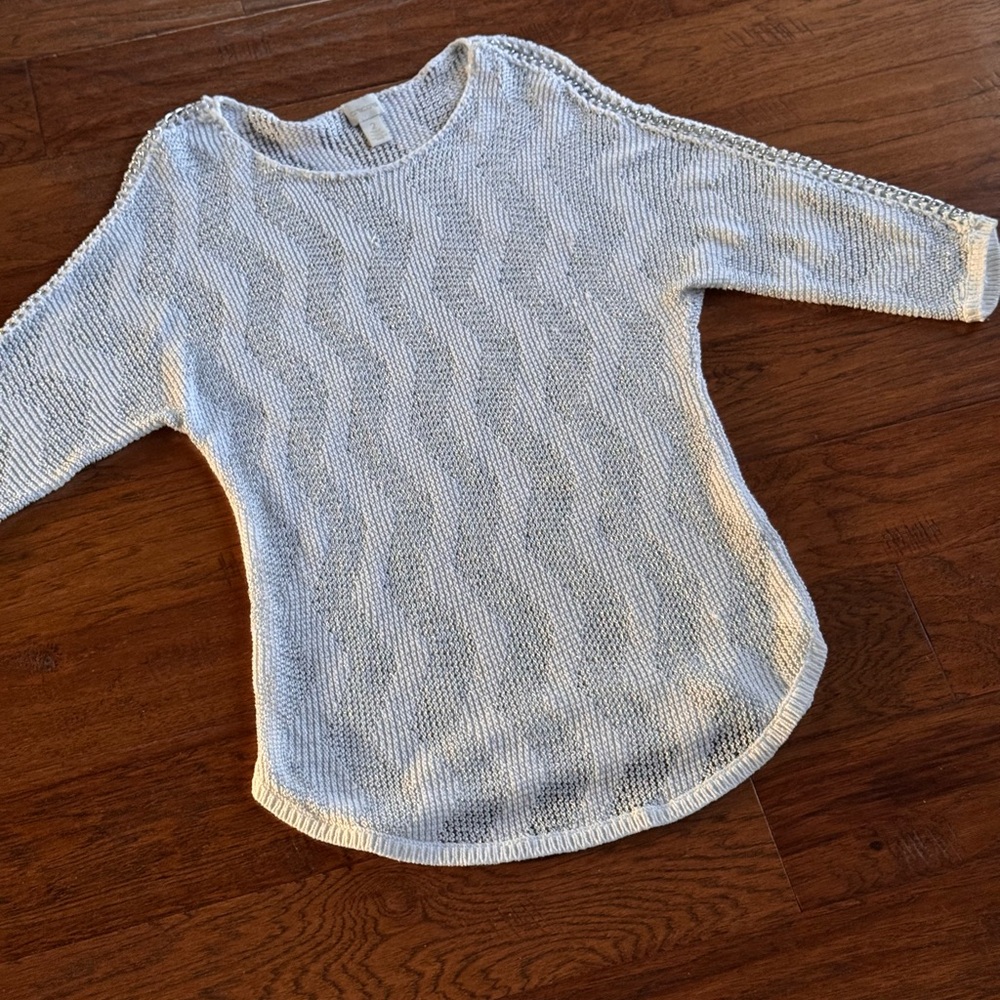 Chico’s White Sweater Metal Chain Tunic Top - Picture 3 of 12